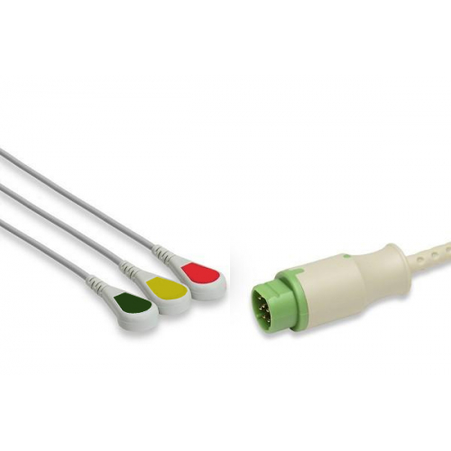 Kabel kompletny EKG do Siemens, 3 odprowadzenia, zatrzask, wtyk 10 pin